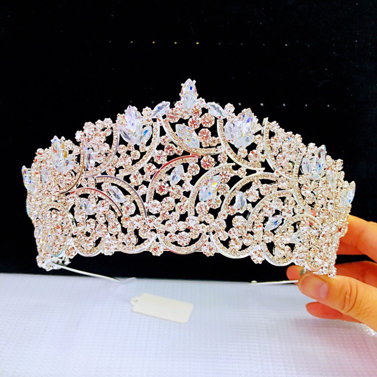 Bride wedding zircon big tiara wedding photography gown party evening dress accessories thumbnail
