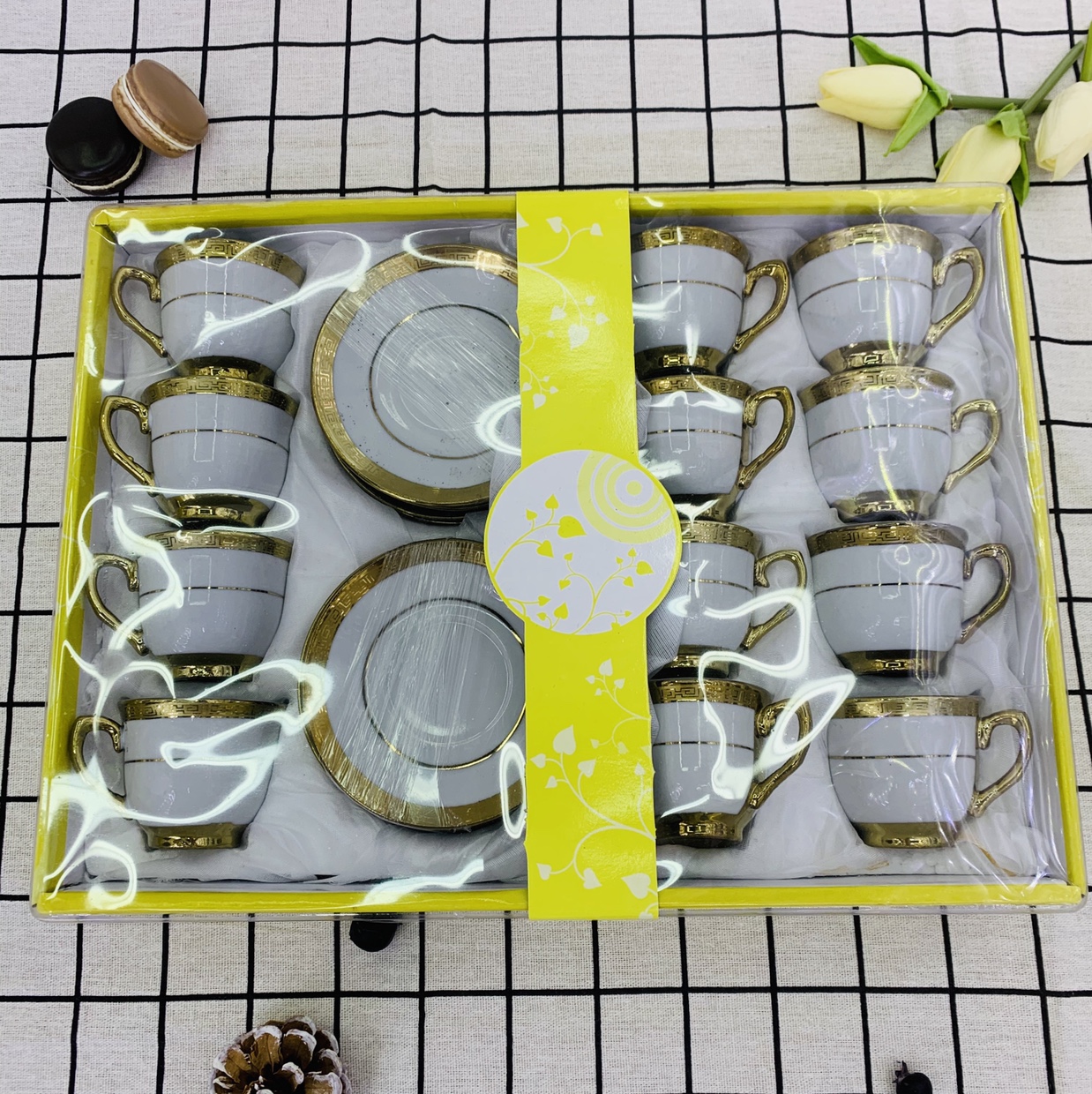 D7991G, delicate small coffee ☕ ️ cups and saucers. 90 cc, gold-plated. A box of 12 cups and 12 saucers thumbnail