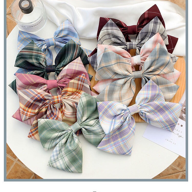 2020 new fashion cute plaid little girl bow hair clip tiaras