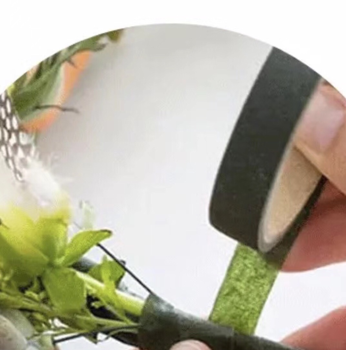 绿色纸胶带，dly制作花杆缠绕花环手环工艺图