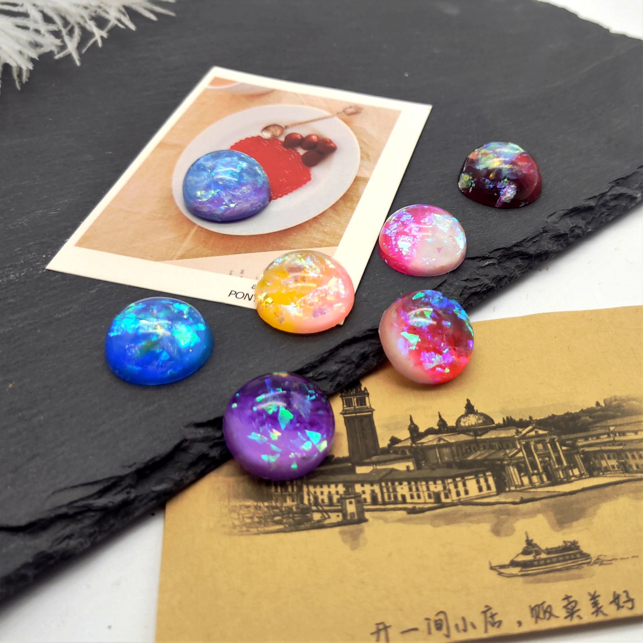 Hot-selling bestseller resin double-color matte finish round 20mm opal imitation handmade DIY craft jewelry accessory undefined