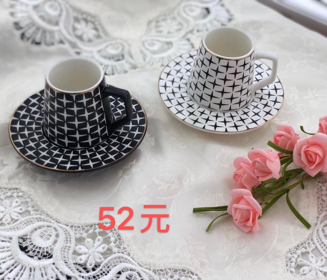 Color Oil Six Cups Six Plates Ceramic Coffee Cup Saucer Set Fresh Small Exquisite Creative Home Coffee Cup Saucer