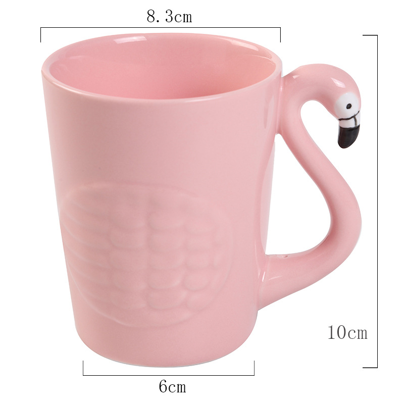 New creative Flamingo series ceramic cup set, European-style best-selling household flower tea, coffee cups, water bottles, plates and cups, August ceramic Specification image