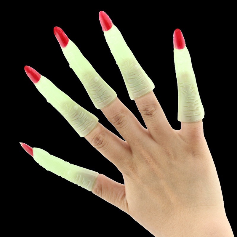Halloween costume party supplies Zombie witch finger cots Witch nail props Fake nail covers Luminous nails Application Scenario