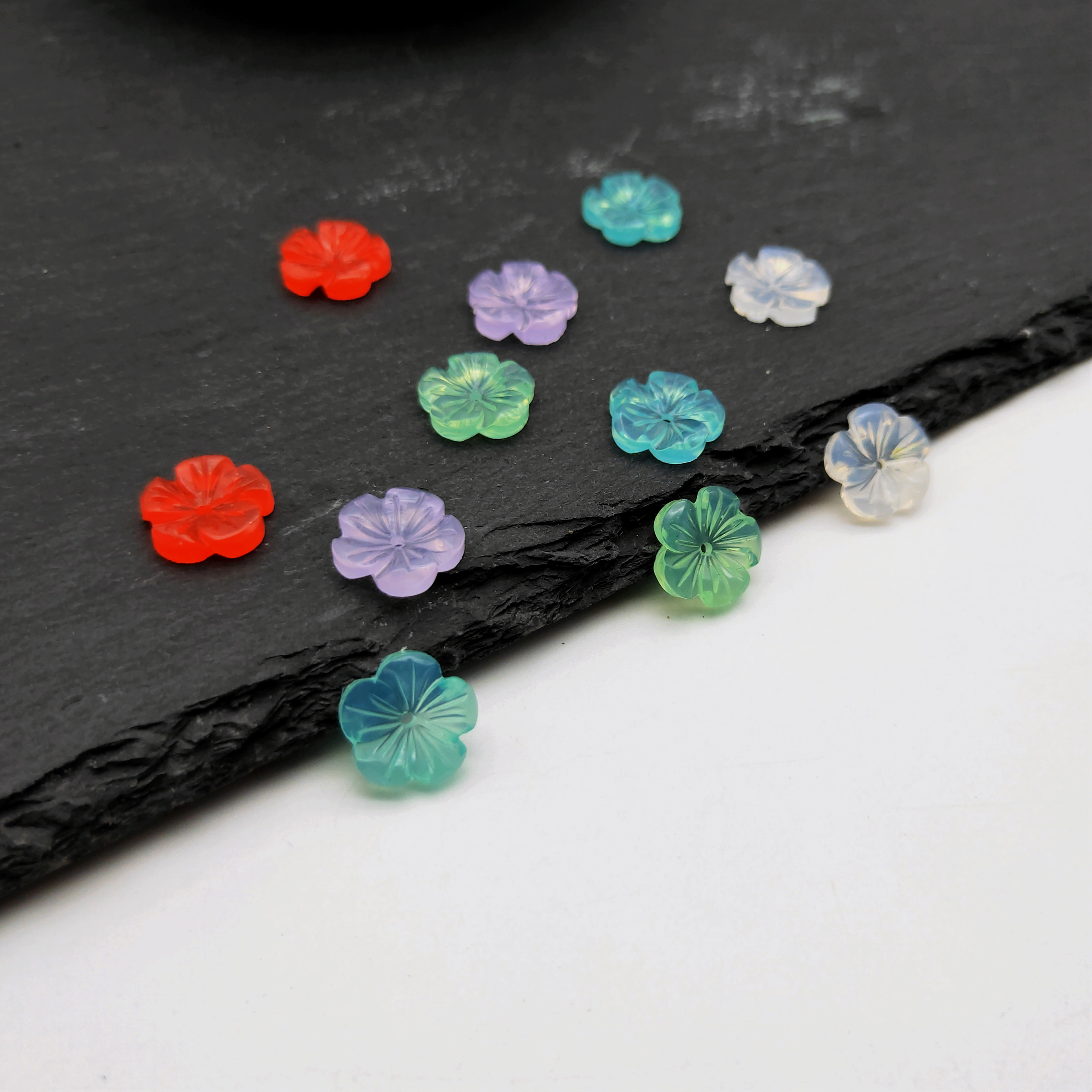 Imitation shell resin plum blossom 12mm perforated bowl flower handcrafted diy accessories Hanfu ancient-style cosplay hairpin head accessories detail image 8