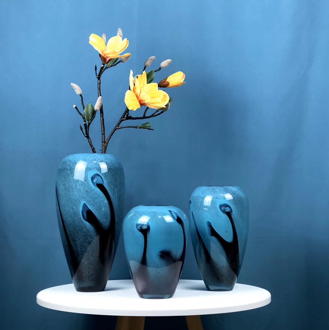 Nordic light luxury creative glass handicrafts, vases and ornaments, marble-patterned flower arrangement vases, home decoration, everlasting flower glass bottles