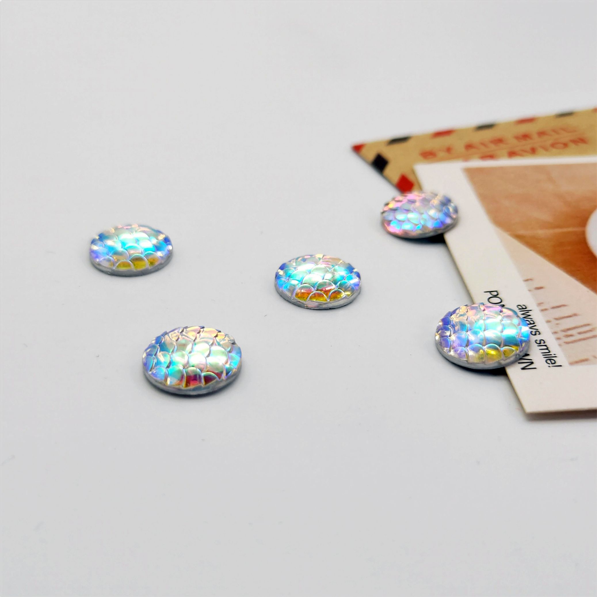 Resin round fish scale 12mm ring face, handcrafted diy hairpins, earrings, accessories, Hanfu accessories undefined