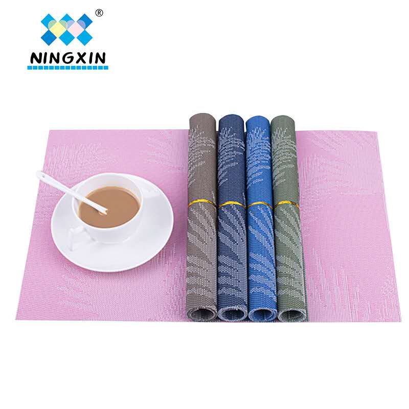 PVC anti-slip and heat-insulating European-style placemats, silk leaf jacquard placemats, no-wash eco-friendly plates, bowls and tableware