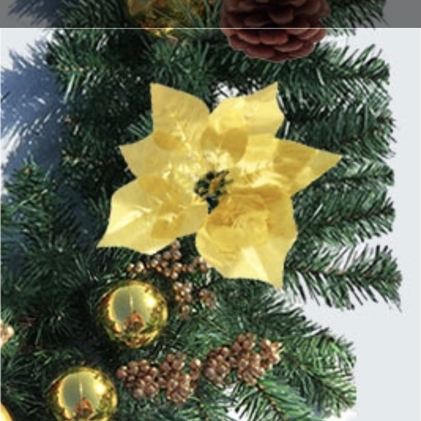 Yiyang Christmas Craft 2.7-meter ornaments with Christmas flower vines come in four colors: gold, red, blue and silver. They are suitable for Christmas hotel, shopping mall and home decoration Specification image