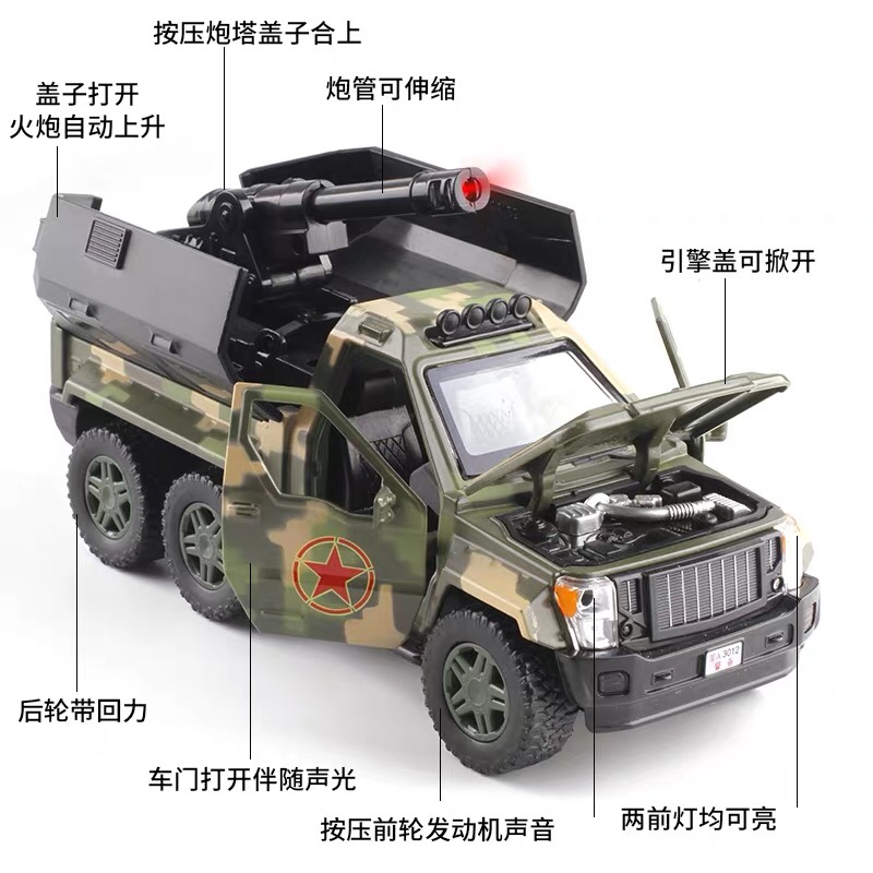 金属仿真合金车装甲车防爆车模型导弹火箭炮军事汽车模型玩具坦克详情图3