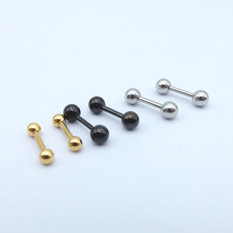 钛钢耳钉小耳朵软骨耳骨钉 双头圆球超短杆不锈钢