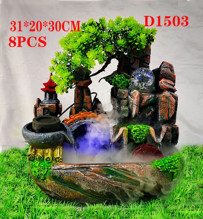 D1503厂家直销树脂假山工艺品流水喷泉摆件创意礼品家居装饰品