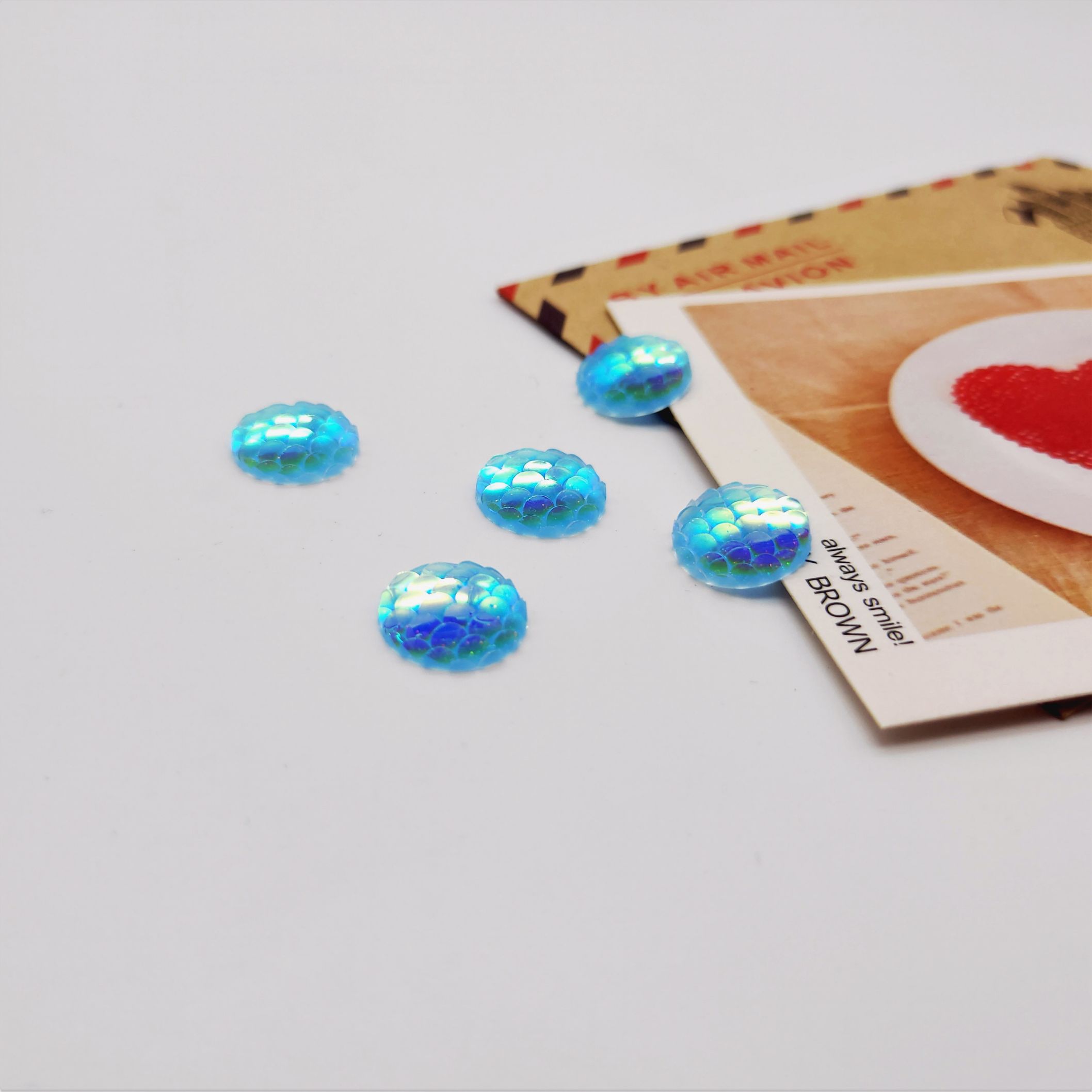 Resin round fish scale 12mm ring face, handcrafted diy hairpins, earrings, accessories, Hanfu accessories Specification image