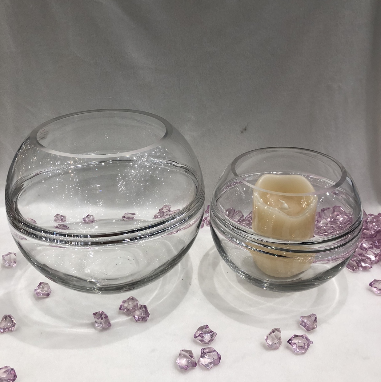 Hydroponic succulents clear glass globe living room candle with dried flowers