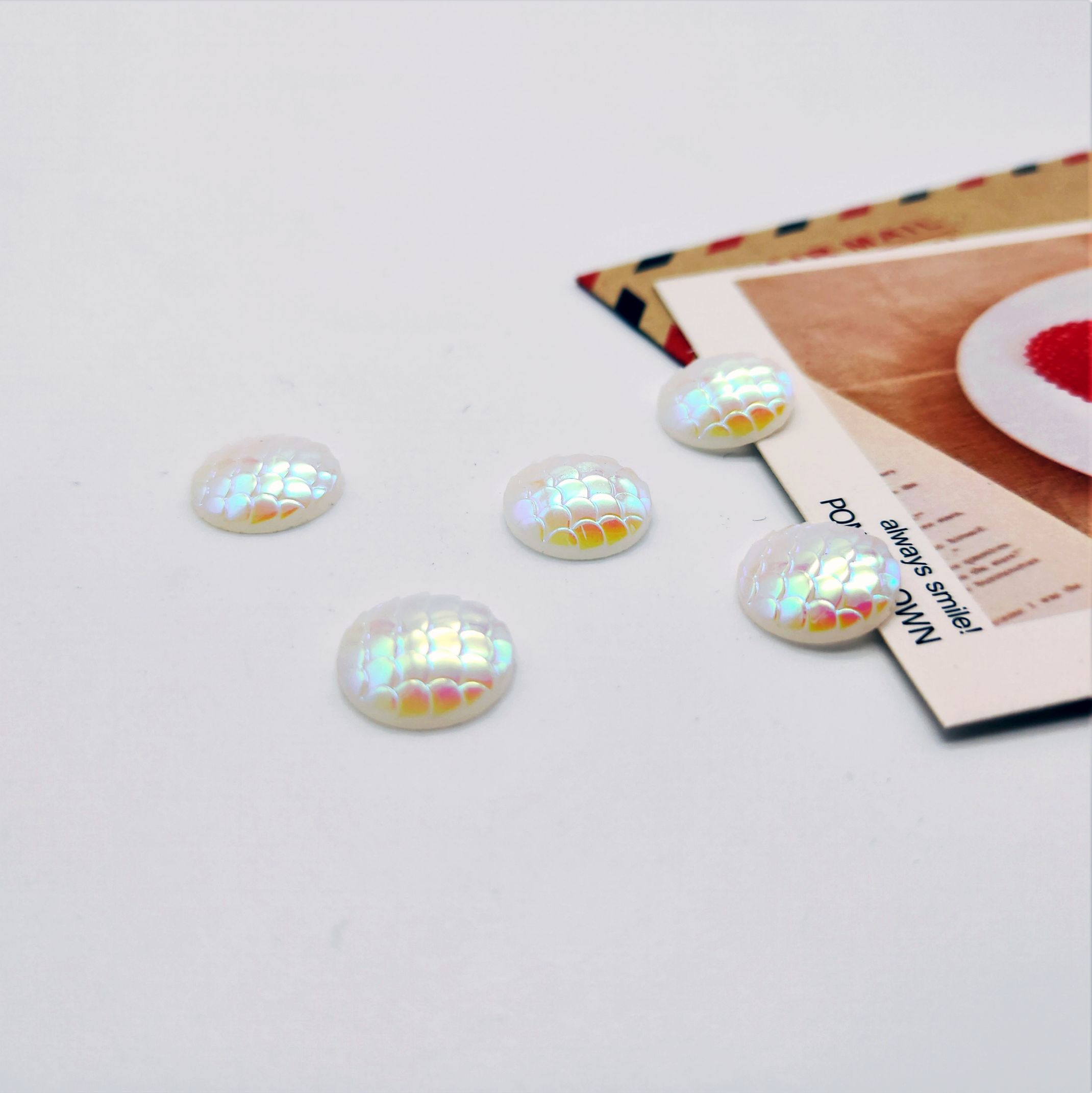 Resin round fish scale 12mm ring face, handcrafted diy hairpins, earrings, accessories, Hanfu accessories details Picture