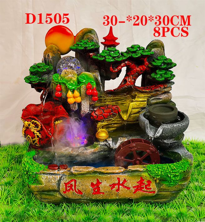 D1505假山工艺品流水喷泉树脂摆件创意树脂工艺家居装饰品送礼佳品