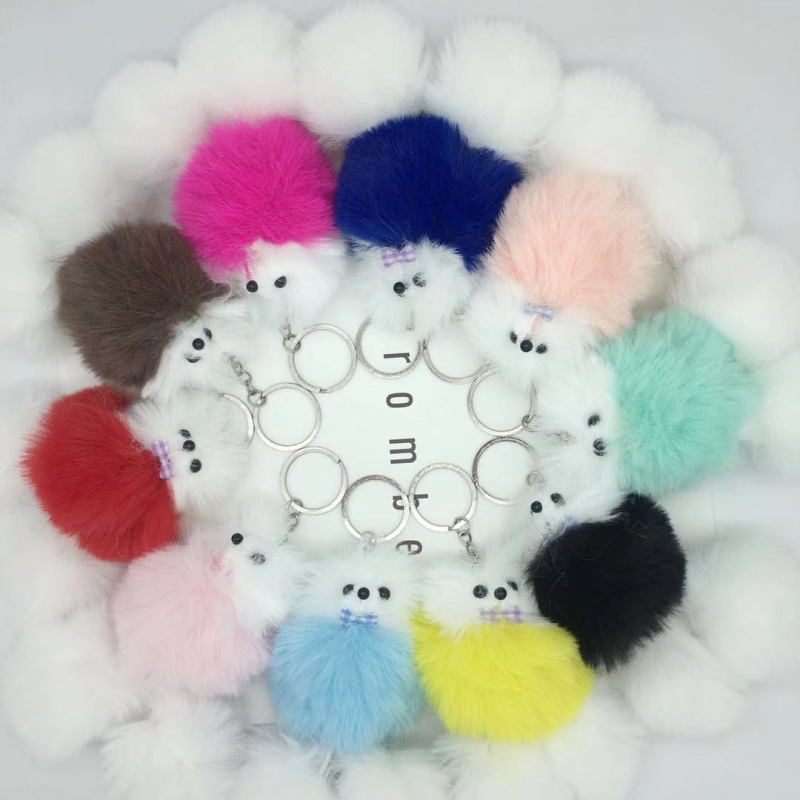 Manufacturers direct fur ball key chain pendant rich dog fur ball pendant lovely dog key chain 2 yuan shop supply thumbnail