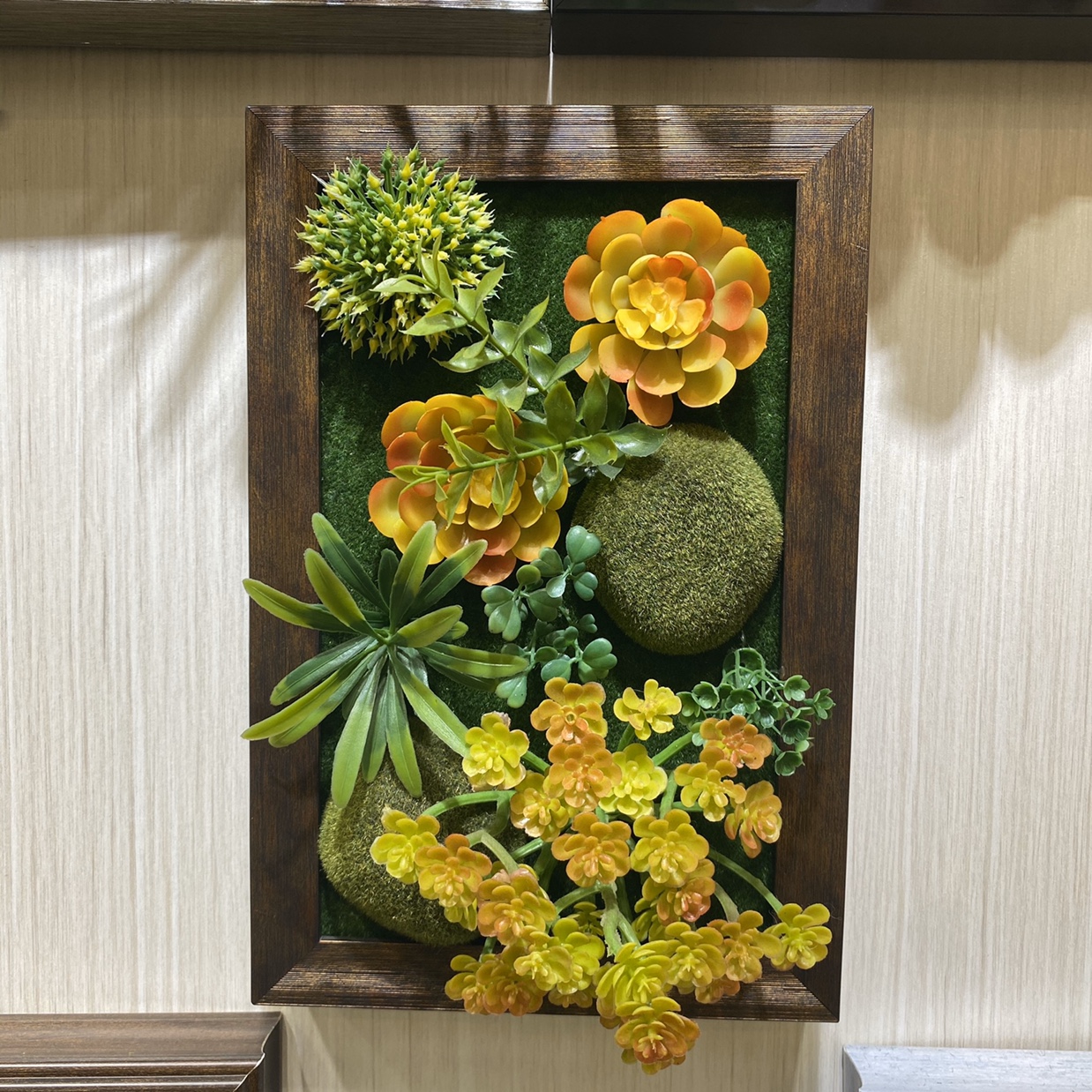 凌云工艺义乌好货 发泡材质相框仿真多肉画，可立，可挂。家居摆件。