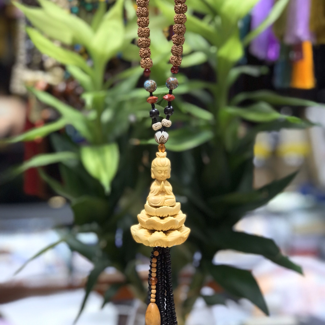 47 Three-layer lotus Guanyin pendant made of boxwood