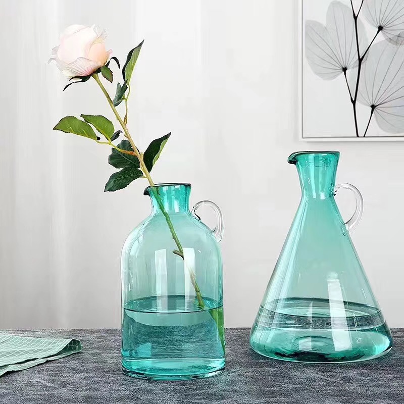 轻奢简约透明玻璃花瓶摆件家居客厅插花北欧创意干花器