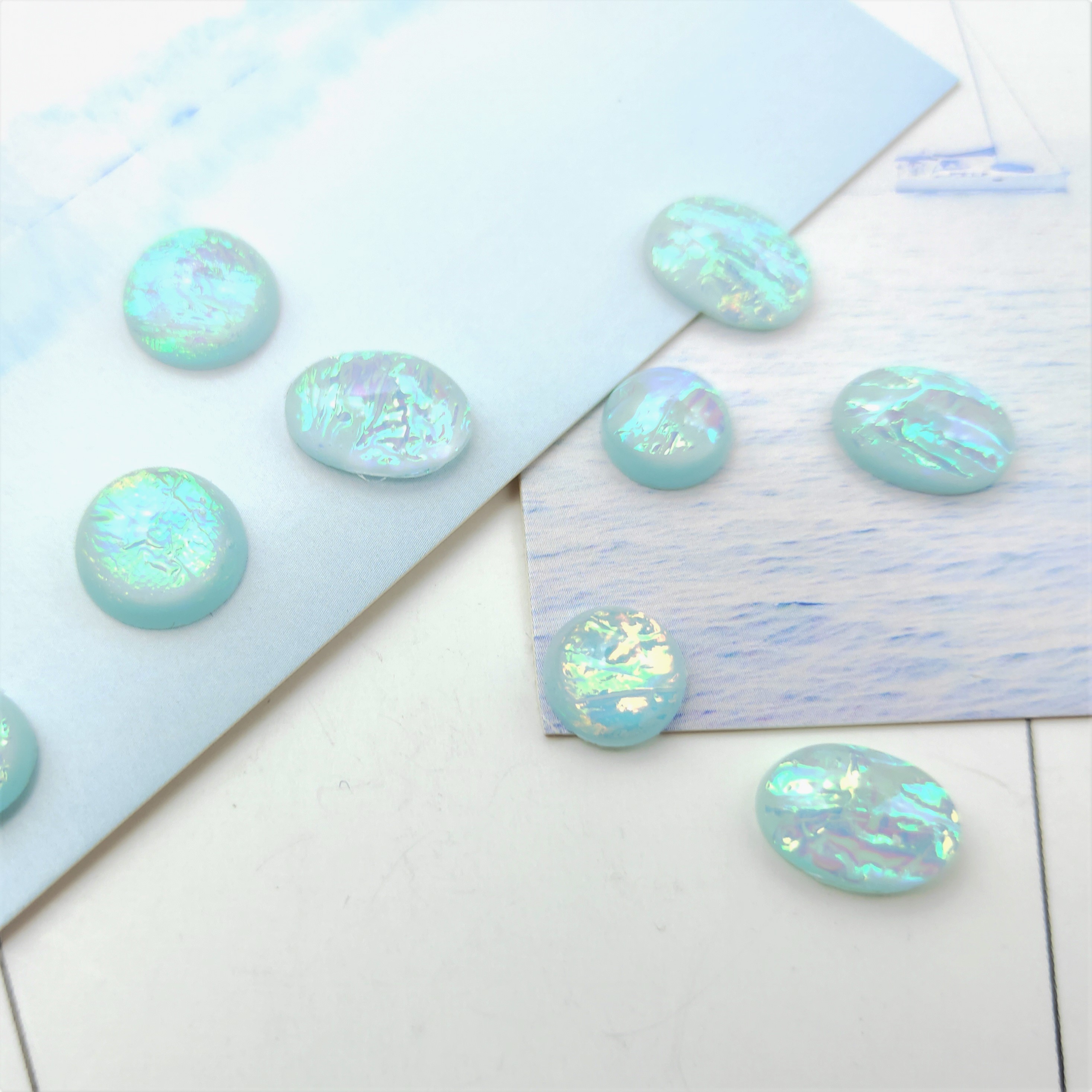 Resin semi-circular dreamy color paper patch multi-color inlay material diy earrings, hairpins, pendants, necklace accessories detail image 4