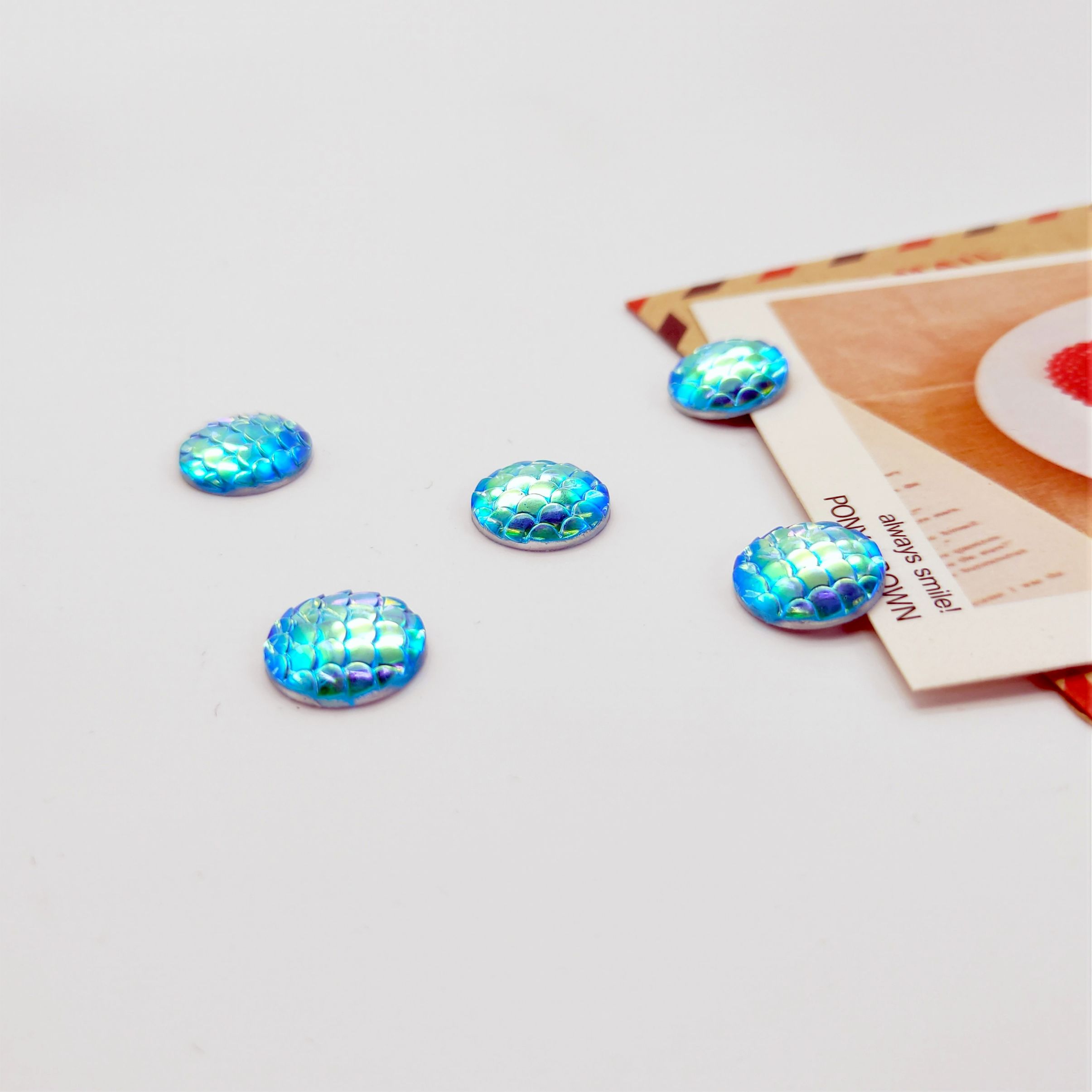 Resin round fish scale 12mm ring face, handcrafted diy hairpins, earrings, accessories, Hanfu accessories undefined