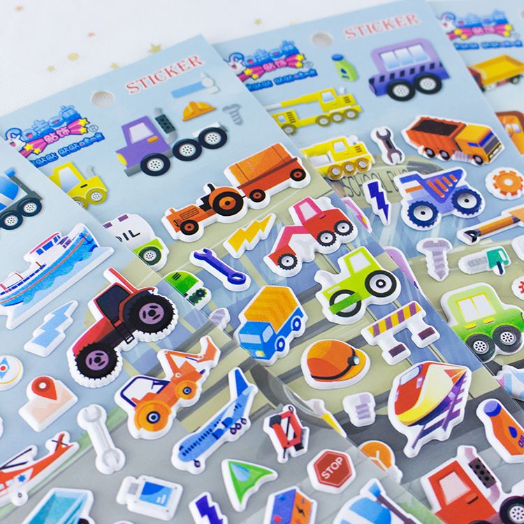 Wahi Q version colorful cartoon fashion educational transportation foam stickers can be customized wholesale Specification drawing
