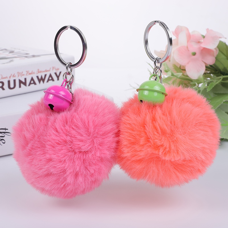 Big hair ball bell key chain pendant car key chain ornaments 2 yuan shop supply gifts thumbnail