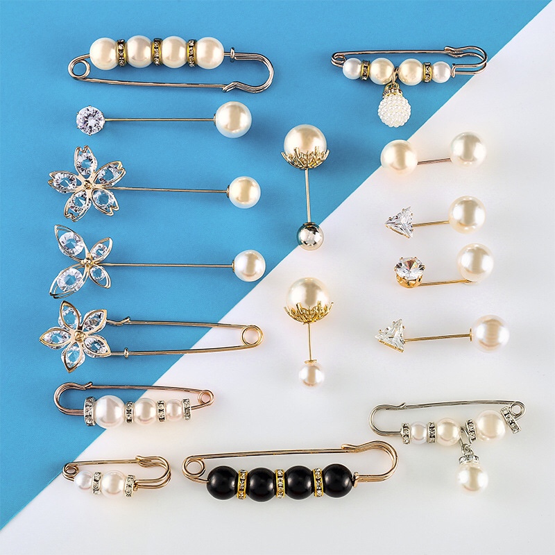 Brooch pearl anti - flash insert pin fixed clothing cardigan small pin creative corsage accessories women thumbnail