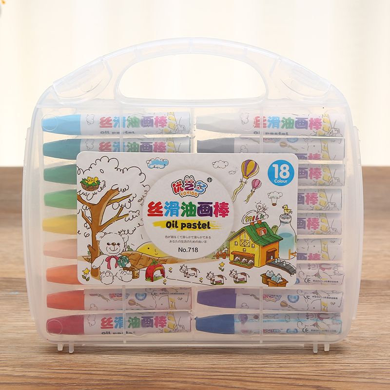 优艺多丝滑PP盒装油画棒12色24色儿童彩色可水洗蜡笔方便携带细节图