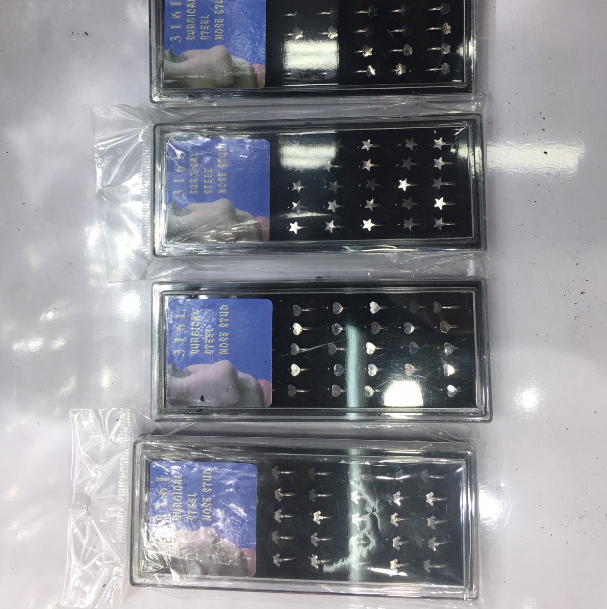 不锈钢鼻圈焊桃心，五角星，皇冠，蝴蝶40pcs