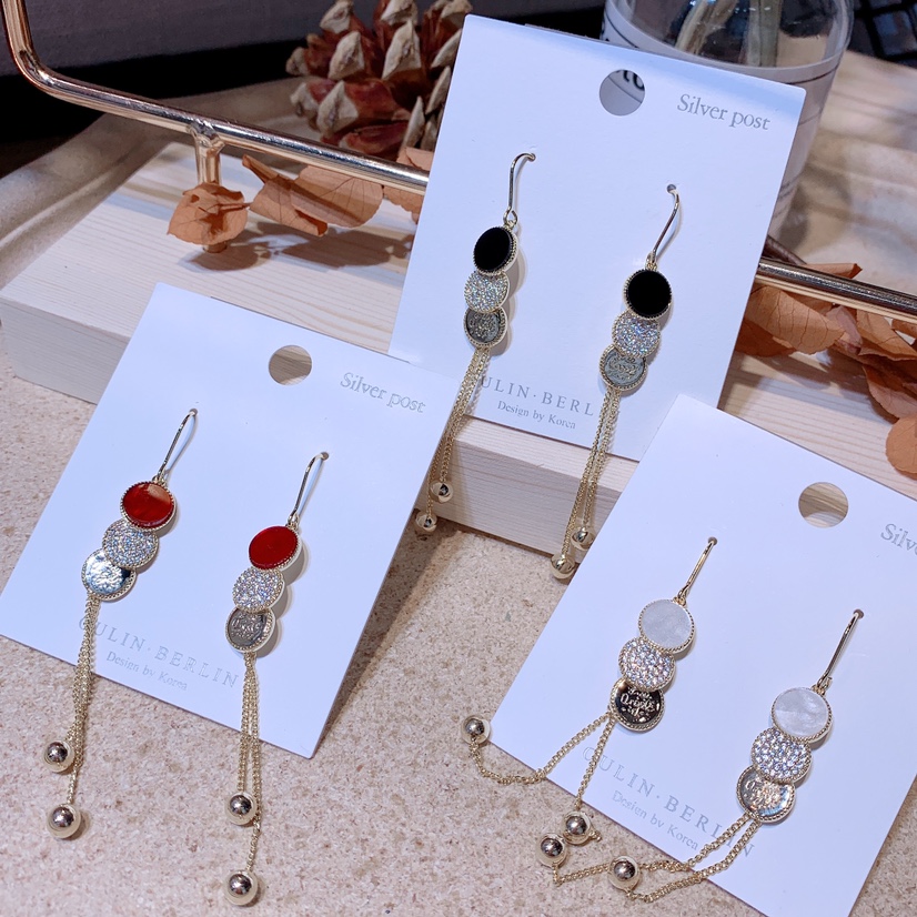 Acrylic earrings with small round inserts