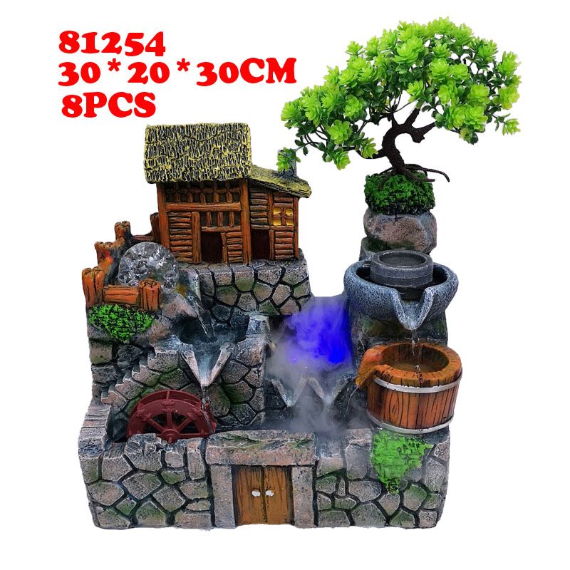 81254厂家直销假山工艺品流水喷泉树脂摆件创意树脂工艺家居装饰品