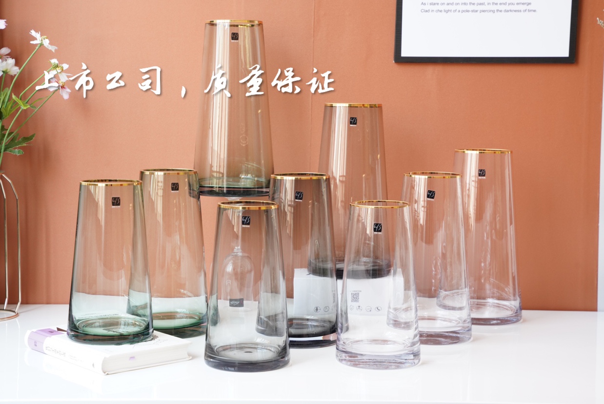 Simple Nordic-style hand-gilded transparent glass vases, creative flower arrangement decorative items, factory direct sales and wholesale Item Picture