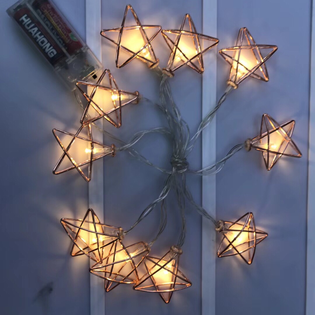 圣诞灯串配件批发铁艺镂空形状庭院派对装饰彩灯挂件批发007