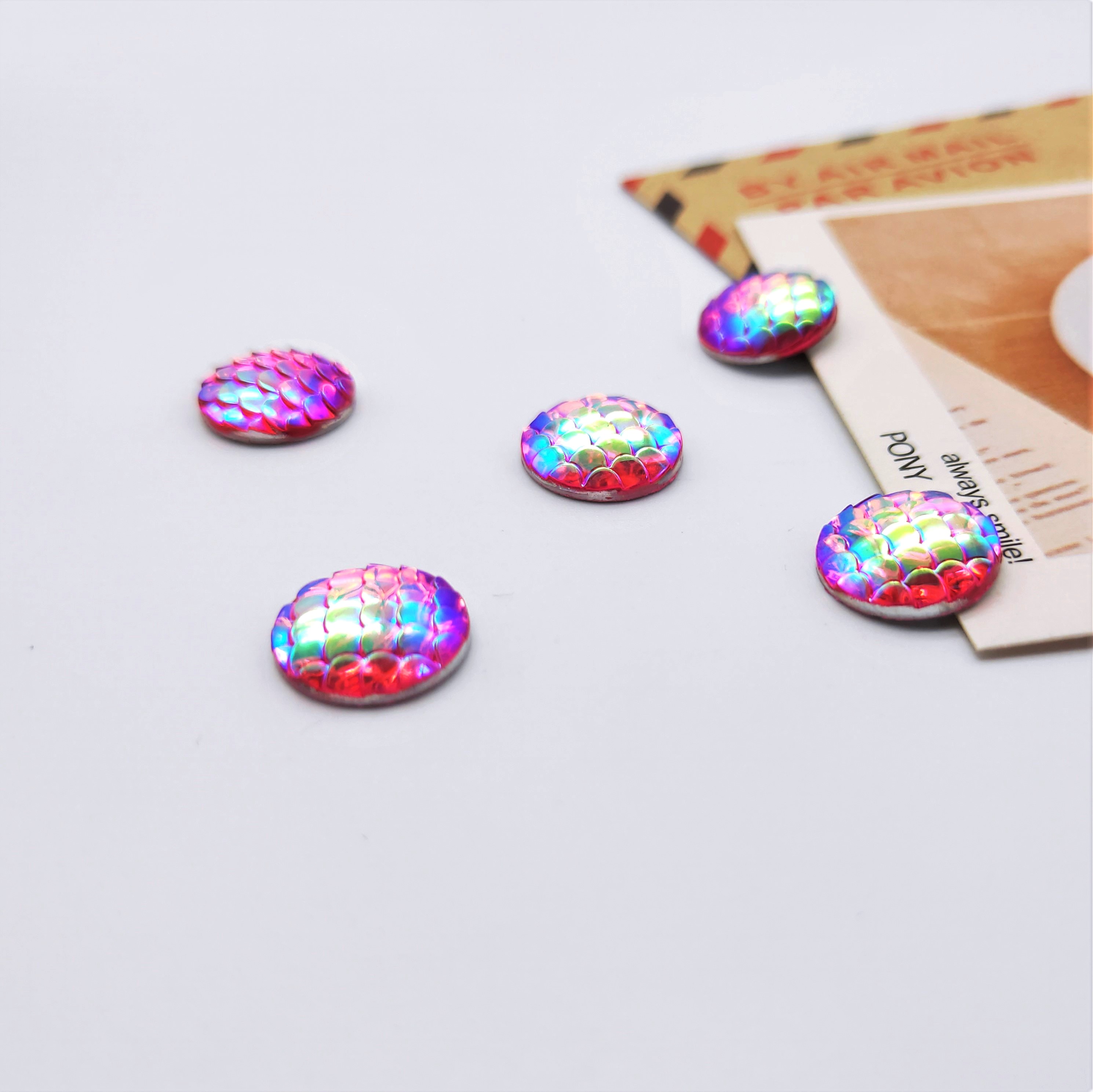 树脂圆形鱼鳞片12mm戒面手工diy发簪子耳环制作配件汉服配饰详情图7