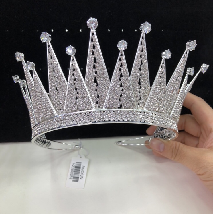 Bride marriage diamond big crown European and American style tall fashion gold and silver dichromatic thumbnail