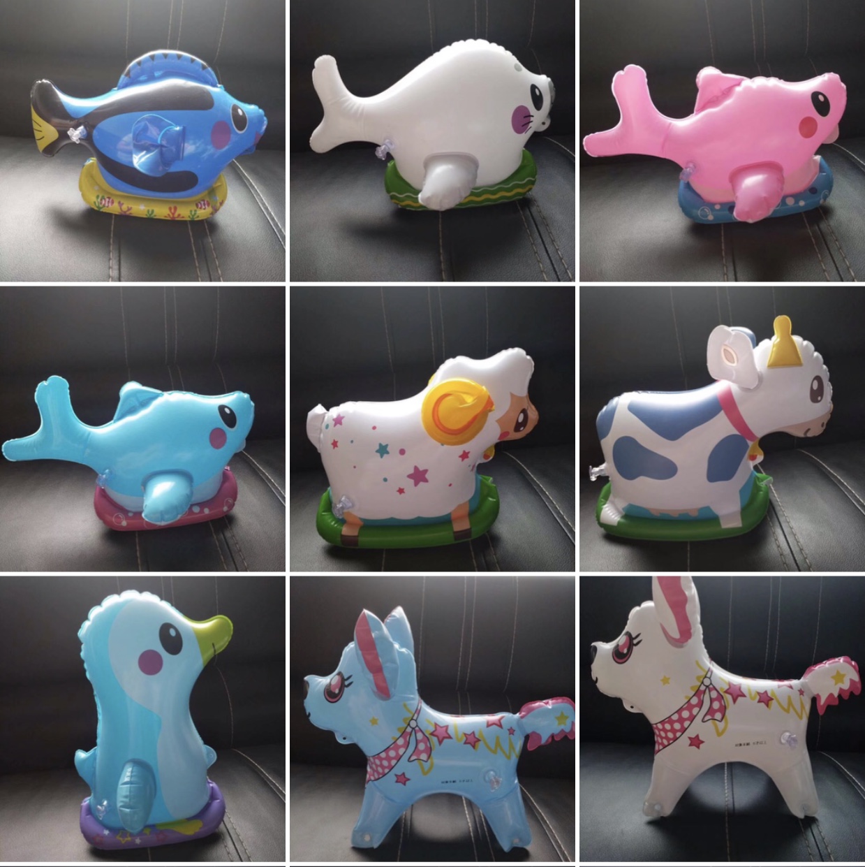 pvc children's cartoon animal trolley baby inflatable toy, baby pulling string can walk trolley small toy Application Scenario