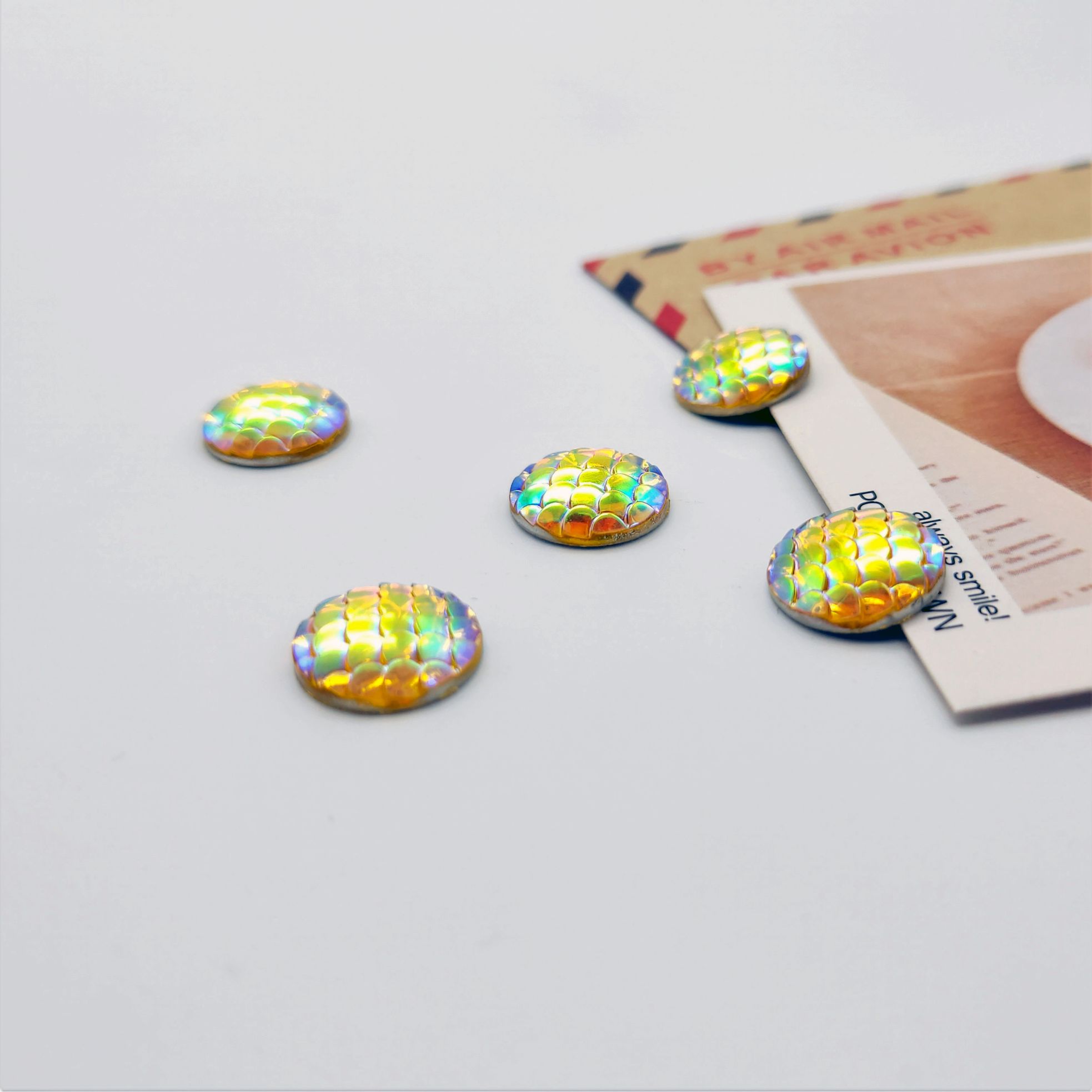 Resin round fish scale 12mm ring face, handcrafted diy hairpins, earrings, accessories, Hanfu accessories undefined