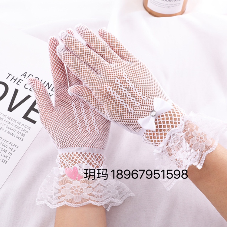 蕾丝手套性感花边新娘婚礼短款透气骑行遮阳防晒手套厂家直销细节图