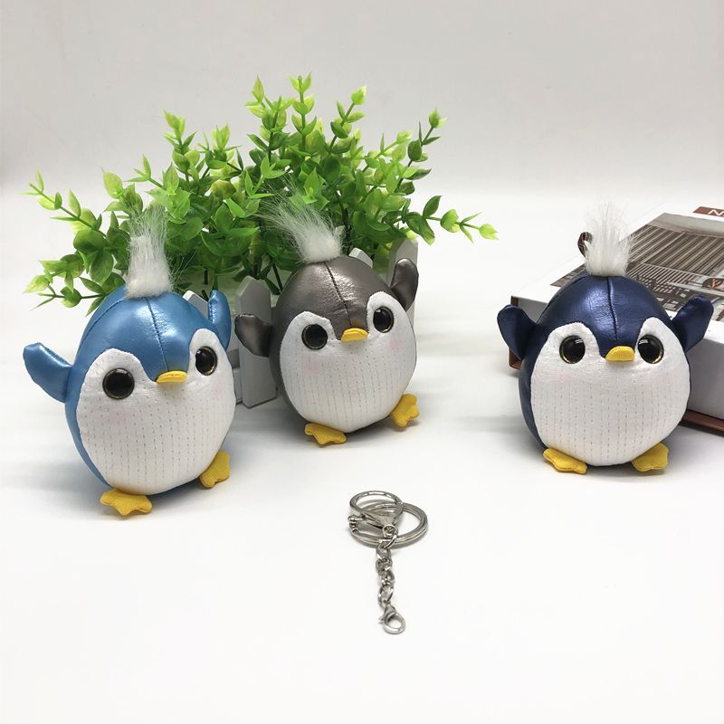 New pu leather cute ball ball penguin plush toy keychain Car keychain children's backpack pendant supply