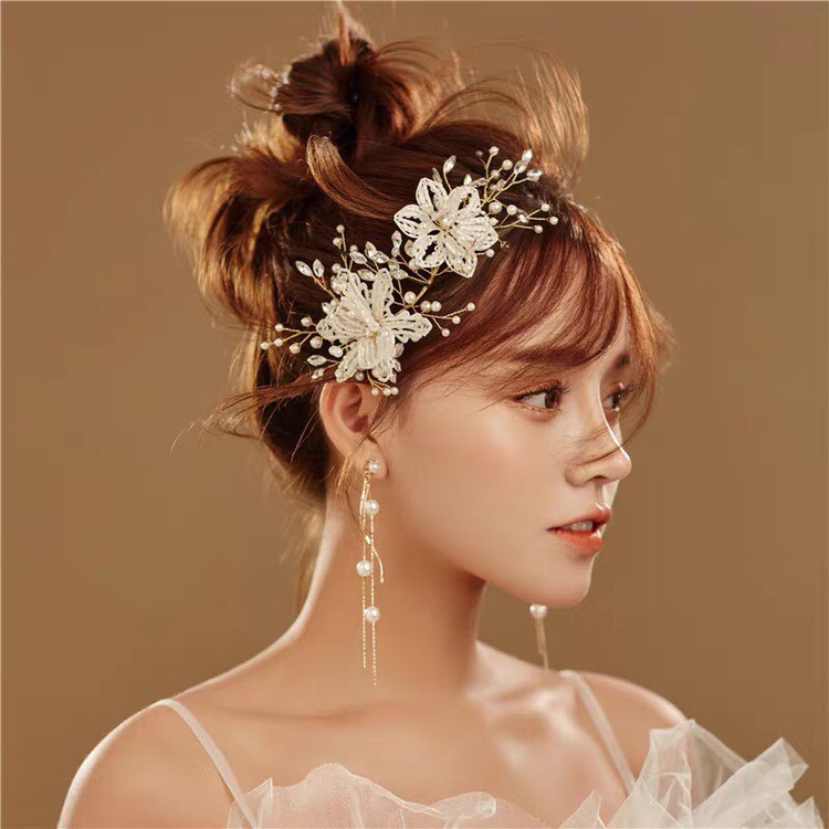 New popular headwear European and American hand beaded flowers wedding hair comb wedding dress accessories full figure