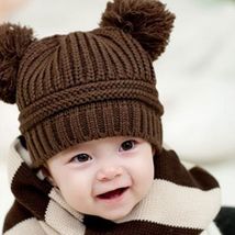 新款韩版儿童帽子/双球单色毛线帽秋冬保暖帽/双球帽/宝宝帽子