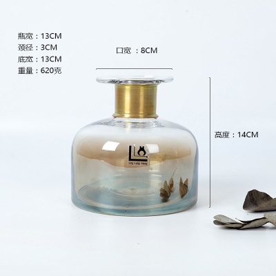 North Wind InS-style light luxury copper ring gradient color glass vase simple and creative flower arrangement wholesale in stock Application Scenario
