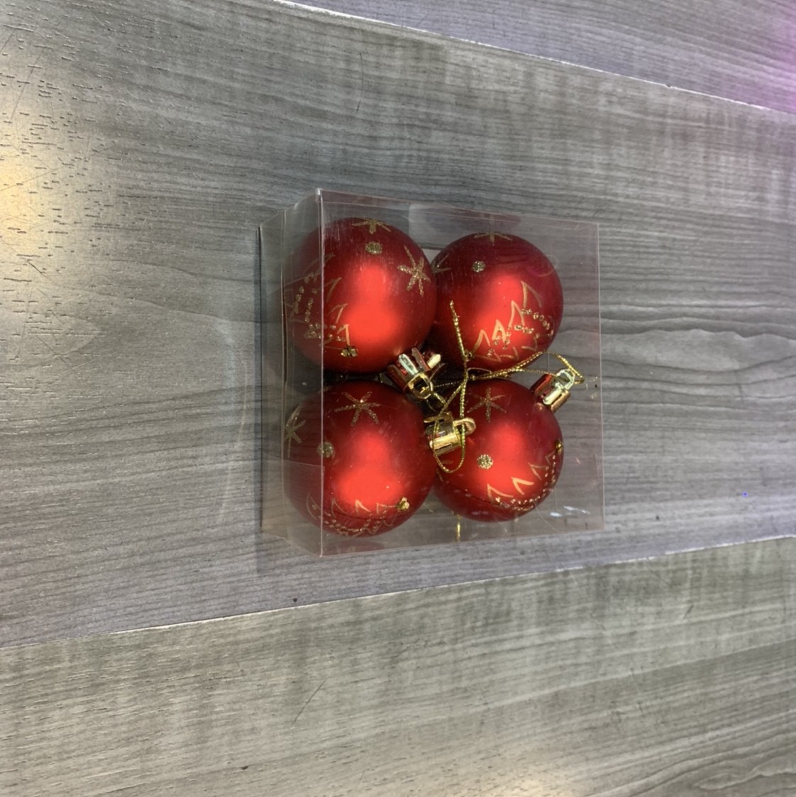 Christmas decorative balls, 5cm 4 matte painted balls (tree pattern)