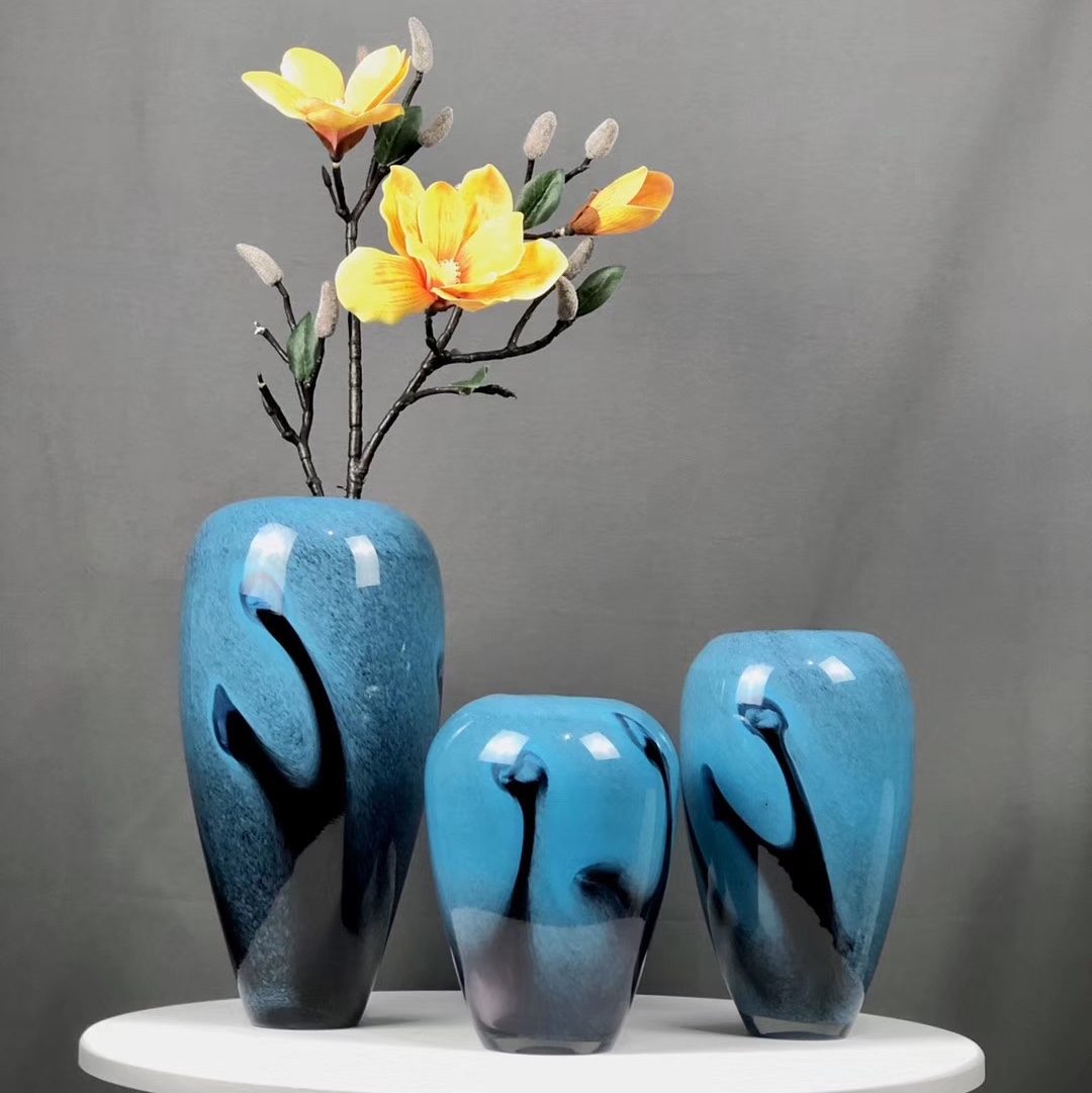 Nordic light luxury creative glass handicrafts, vases and ornaments, marble-patterned flower arrangement vases, home decoration, everlasting flower glass bottles details Picture