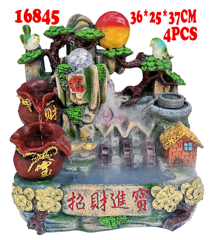 18835假山工艺品流水喷泉风水轮树脂摆件创意树脂工艺家居装饰品详情图2