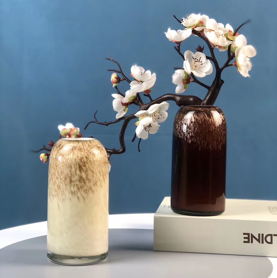 Nordic light luxury creative glass handicrafts, vases, home decorations, vase arrangements, preserved flowers, decorative glass bottles, living room and office ornaments