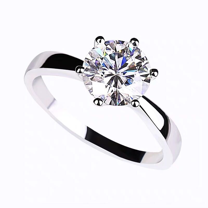 S925 imitation silver ring with Japanese and Korean style simple six claw zircon ring thumbnail
