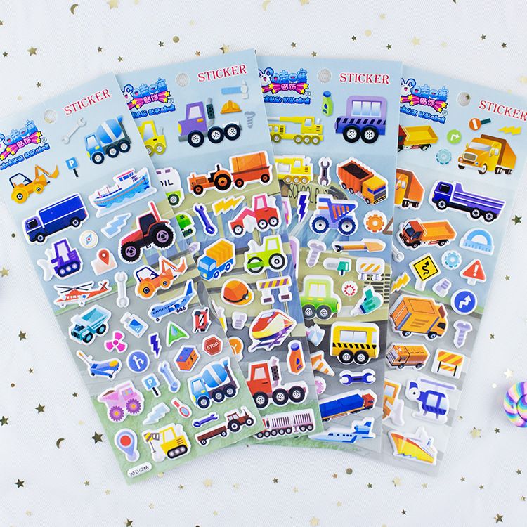 Wahi Q version colorful cartoon fashion educational transportation foam stickers can be customized wholesale full figure